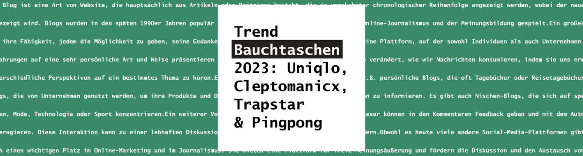 Trend Bauchtaschen 2023: Uniqlo, Cleptomanicx, Trapstar &amp; Pingpong - Trend Bauchtaschen 2023: Uniqlo, Cleptomanicx &amp; Trapstar