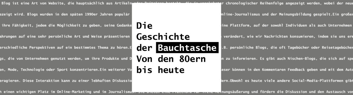 Die Geschichte der Bauchtasche: Von den 80ern bis heute - Die Geschichte der Bauchtasche / Brandsbag
